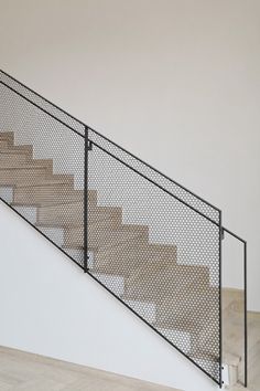 a stair case with several boxes on it