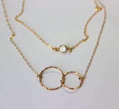 Double Eternity Circle Gold Necklace// Mother and by LillaDesigns Handmade Gifts, Gold