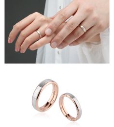 two different types of wedding rings with one being held up to the other's hand