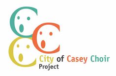 the city of easy choir logo is shown in orange, blue and green colors on a white background