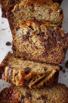 slices of banana bread stacked on top of each other