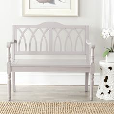 Buy Safavieh American Homes Collection Addison Spindle Back White Bench Online at desertcart GB Grey Benches, Black Bench, Safavieh Furniture, Farmhouse Architecture, Solid Wood Benches, Rustic Bench, Foyer Decor, Foyer Decorating, Classic Garden