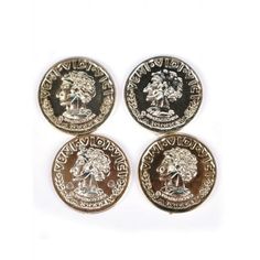 four different types of coins on a white background