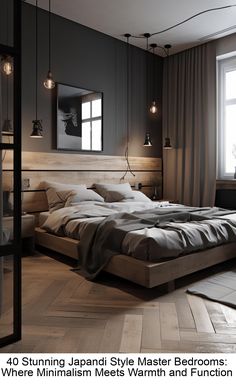 40 Stunning Japandi Style Master Bedrooms: Where Minimalism Meets Warmth and Function Diy Seng, Macabre Tattoo, Bedroom Inspirations Master, Japanese Bedroom, Modern Bedroom Design, Bedroom Designs, Master Bedrooms Decor, Perfect Style, Aesthetic Bedroom