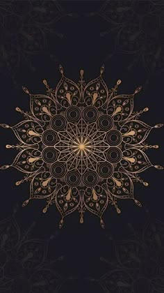 a gold and black background with an intricate design on the bottom half of the image