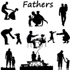 silhouettes of people and children playing in the park, with words that say happy father's day