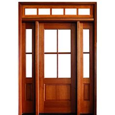 4-Lite TDL 80 Mahogany Entry Door with Two Sidelites and Rectangular Transom with Clear Beveled or Flemish Low-E Glass Exterior Door With Sidelights, Exterior Addition, Exterior Door Styles, Highgrove House, Wooden Door Ideas, Interior Glass Doors, Mahogany Entry Doors, Door With Sidelights, Farmhouse Craftsman