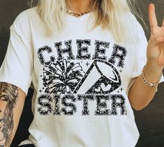 Cheer Squad Shirts, Game Day Cheer, Cheerleader Gift, Note Background, Sister Svg, Cheerleading Gifts, Pom Pom Girl, Cheer Squad, Squad Shirt