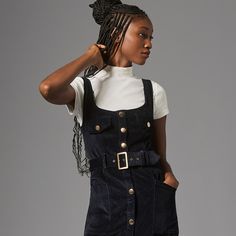 Corduroy Slim Pinafore Midi Dress Chic Fitted Corduroy Dress, Corduroy Dresses For Workwear, Fitted Knee-length Corduroy Dress, Denim Design, Sundress, Anthropologie, Slip Dress, Design Inspiration, Midi Dress