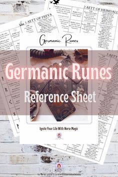 Germanic Runes reference sheet printable Rune Magic