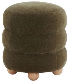 a brown foot stool with wooden legs