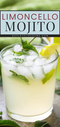 Learn how to make Limoncello Mojito! With the Italian lemon liqueur enhanced by fresh mint, this easy summer drink is absolutely delicious and refreshing. The perfect 4th of July beverage! Save this fun cocktail recipe! Limoncello Ice Cream Recipe, Limoncello Mojito Cocktail, Limoncello Lemon Drop, Drinks With Limoncello, Limoncello Mojito, Lemon Mojito Recipe, Lemonchello Drinks