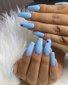 603 Likes, 2 Comments - 𝒮𝒾𝑒𝓇𝓇𝒶_𝑀𝑒𝓃𝒹𝑒𝓏 (@nailz_by_sierra) on Instagram: “Baby blues 💙💙 . . . #longnails #longnailsdontcare #longnaildesigns #coffinnails #coffinnailshape…” Blue Coffin Nails, Long Acrylic Nail Designs, Blue Acrylic Nails, Simple Acrylic Nails, Long Acrylic Nails Coffin, Blue Nail, Acrylic Nails Coffin Short