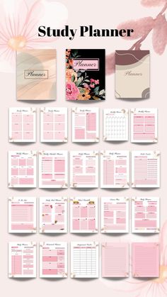 the study planner is shown with pink flowers