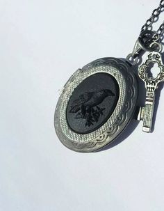 Crow Bird, Photo Locket Necklace, When You Are Happy, Cameo Necklace, Victorian Jewelry, One Inch, Locket Necklace, Boutique Jewelry, Positive Feedback