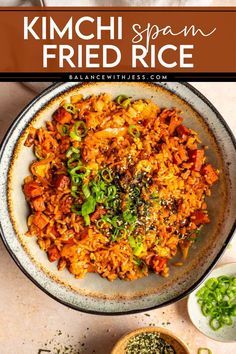 a bowl filled with fried rice and vegetables