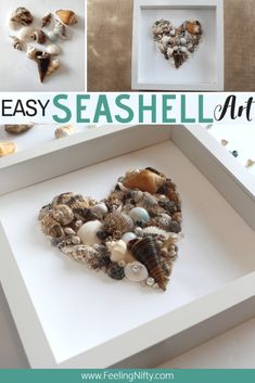 seashell art is an easy way to make shells look like they are in the shape of a heart