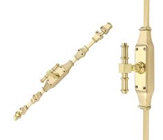 an image of a gold flute on a white background with clippings to the side