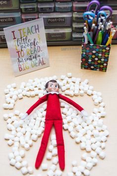 Elf on the Shelf Classroom Ideas and Inspiration using the Elves at Play set. Perfect for preschool, kindergarten, and first grades. #elfontheshelfideas #elfontheshelf #christmasdecor Elf Making Snow Angel, Marshmallow Elf On Shelf, Elf On The Shelf Ideas For High School Classroom, Elf On The Shelf Classroom Ideas Pre K, First Year Elf On The Shelf, Elf On The Shelf Ideas First Time, Elf On The Shelf Ideas Marshmallows, Elf Marshmallow Ideas, Elf On The Shelf Marshmallow Ideas