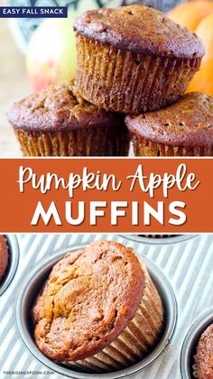 pumpkin apple muffins with text overlay