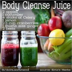 the facebook page for body cleanse juice is displayed with an image of fruit and vegetables