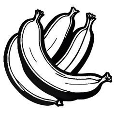 black and white drawing of three bananas