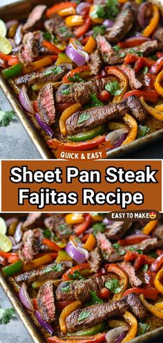 sheet pan steak fajita recipe with peppers and onions