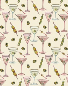 an image of martinis and olives on a white background seamless wallpaper