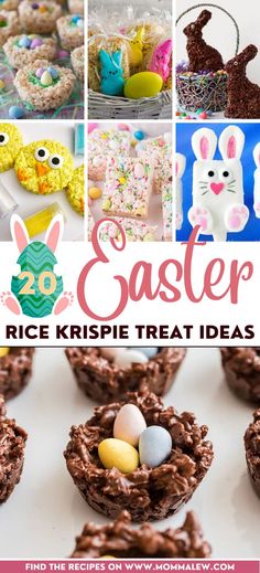 Easter Rice Krispie Treat Ideas Rice Krispie Easter Treats, Themed Rice Krispie Treats, Rice Krispie Nests, Easter Rice Krispies, Recipe For Rice, Rice Krispies Recipe, Easy Easter Desserts, Rice Crisps