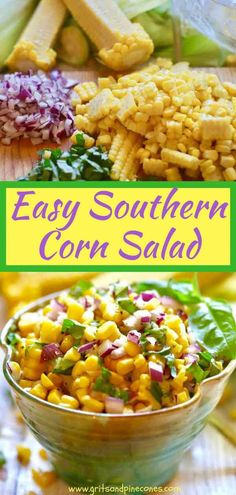 easy southern corn salad in a bowl with the title overlay reading easy southern corn salad