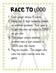 Three Digit Addition and Subtraction: Race to the Answer! Three Digit Addition And Subtraction, Three Digit Addition, Math Night, Math Rotations, Math Number Sense, Math Groups