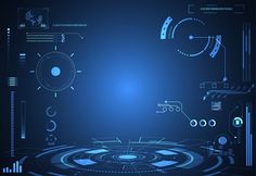 an abstract futuristic background with circles, lines and other electronic elements on a dark blue background