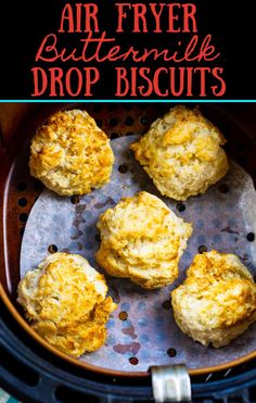 air fryer buttermilk drop biscuits in an air fryer