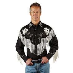 Men Embroidered Fringed Shirt For Festival- Made to Order, One-of-a-Kind, Perfect for Any Occasion by HouseOfGorshi on Etsy 1940s Design, Embroidered Western Shirt, Chenille Embroidery, Dapper Suits, Fringe Shirt, Vintage Fringe, Western Jacket, Reading Shirts