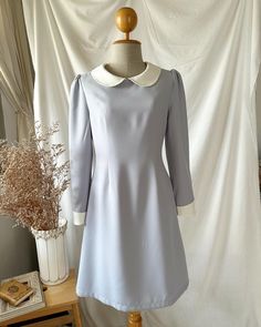 Fitted Vintage Dress With Peter Pan Collar, Elegant Vintage Dress With Peter Pan Collar, Elegant Fitted Vintage Dress With Peter Pan Collar, Party Dress Modest, Dress New Year, Dress Peter Pan Collar, Wednesday Dress, Dress Modest, Mod Vintage