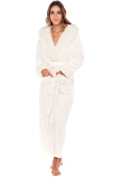 Coconut with Animal Ears White Winter Sleep Robe, Cozy White Robe For Winter, Cozy White Winter Robe, Womens Robes Long, Winter Robes, Lounge Robes, Men's Robes, Cotton Nightgown, Hooded Robe