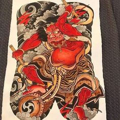 Oni Tattoo, Chinese Tattoo, Japanese Drawings, Traditional Japanese Tattoos, Body Suit Tattoo, Samurai Tattoo, Japanese Illustration