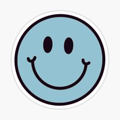 a blue smiley face sticker