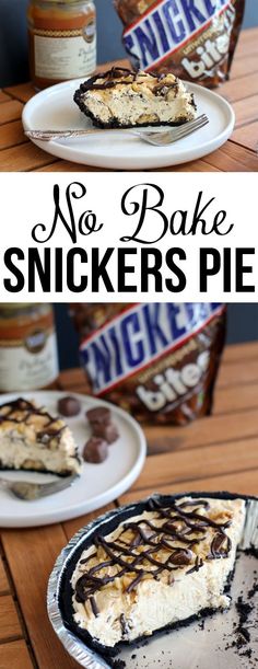 no bake snickkers pie on a plate