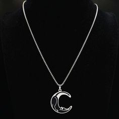 Do You See the Cat In the Moon? This Stainless Steel Cut Moon Cat Necklace Silver and Black is for the Cat and Moon Lover. Material: Stainless Steel Pendant Size: 1.6" X 1.4" (approx.) Chain: 19.7" (approx.) Cat Necklace Silver, Mountain Jewelry, Moon Cat, Enamel Necklaces, Jewelry Christmas, Cat Necklace, Stainless Steel Pendant, Seed Bead Jewelry, Christmas Day