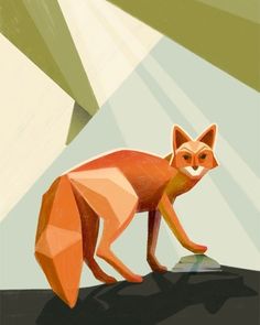 an orange fox is standing on the ground