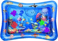 an inflatable swimming pool with various sea animals and fish on the bottom half