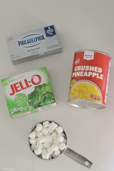 the ingredients to make this dish include marshmallows, pineapple juice and jello