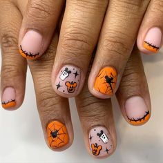 Pink Oogie Boogie Nails, Cute Halloween Disney Nails, Disney World Nail Ideas, Purple Disney Nails, Mickey Halloween Nails, Nail Ideas Disney, Disney Fall Nails, Nail Ideas Purple