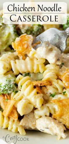 chicken noodle casserole with broccoli and cheese