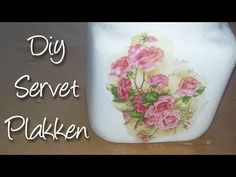 a white vase with pink roses painted on it and the words diy server plaken