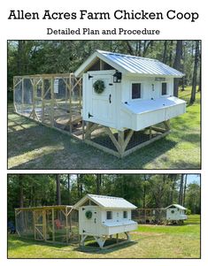 the chicken coop is built in an open field, and has two levels to climb up