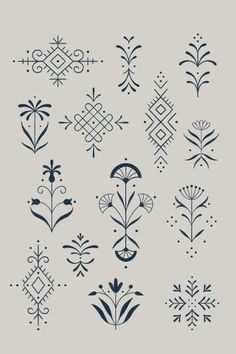 cute small simple ornamental pattern tattoo designs with flowers, mandalas and berber patterns by shanhantattoo Free Tattoo Fonts, Ornament Tattoo, Ornamental Tattoos, Art Deco Tattoo, Optical Illusion Tattoo, Stylish Tattoo, Handpoke Tattoo, Muster Tattoos, Flash Sheet