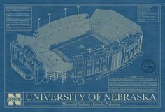 a blueprint drawing of the university of nebraska stadium