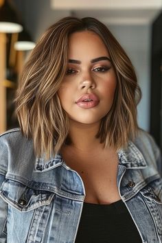 25 Stunning Long Haircuts Perfect for Plus Sized Women - Page 8 of 26 - Cuts & Hues Long Bob Haircuts For Women Round Face, Curvy Bob Haircut, Fall Hair For Plus Size Women, Cool Mom Haircut Long Bobs, Fine Hair Cuts Medium Length, Haircut Ideas For Plus Size Women, Best Haircut For Big Nose, Haircuts For Fuller Faced Women, Round Face Lob With Bangs